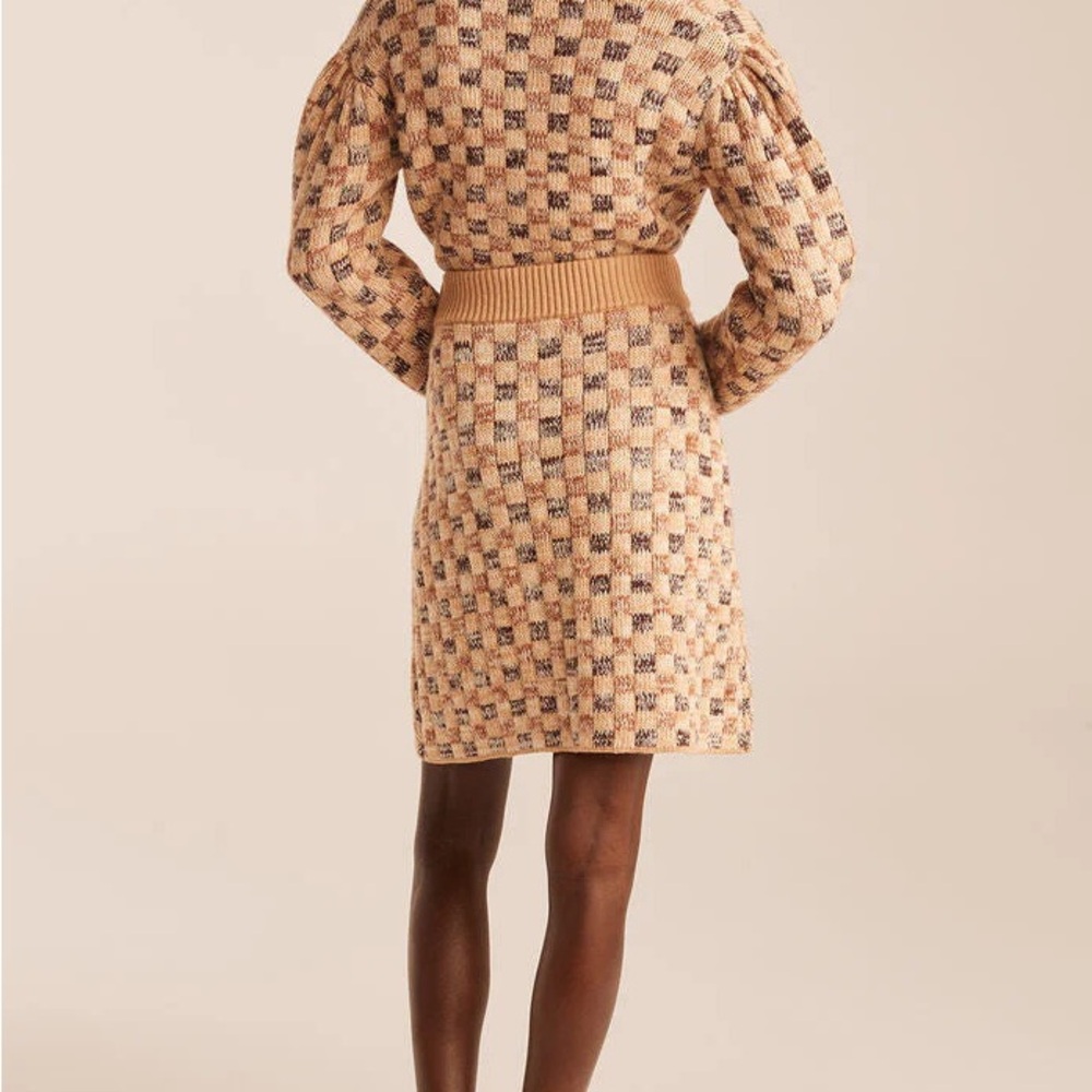 Rebecca Taylor 🥰NWOT Cashmere Wool Sweater Cardigan Jacquard Crop Small Checker - Picture 5 of 16